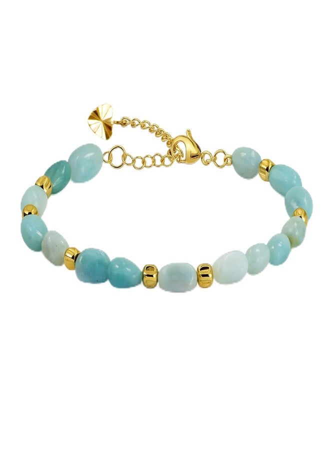 Tobestu Amazonite Beaded Bracelet with Pumpkin Spacer Beads - Boho Natural Stone Jewelry for Summer and Everyday Style YA5871 - Image 1